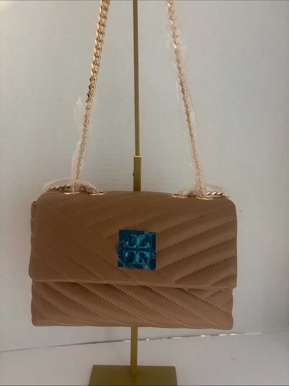 Quilted Tan Shoulder Bag with Chain Strap (Inspired bag .. high quality